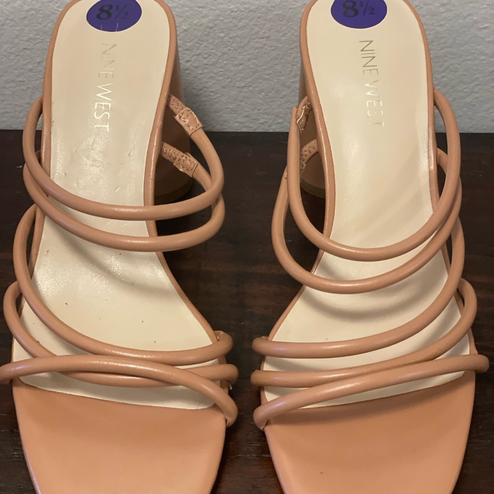 Nine West Tan Heeled Sandals Modern Minimalist Design